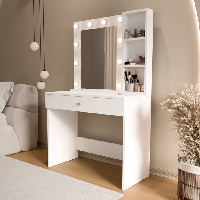 Hanah Home Monroe - MO3-W Mesa de Maquillaje Blanca